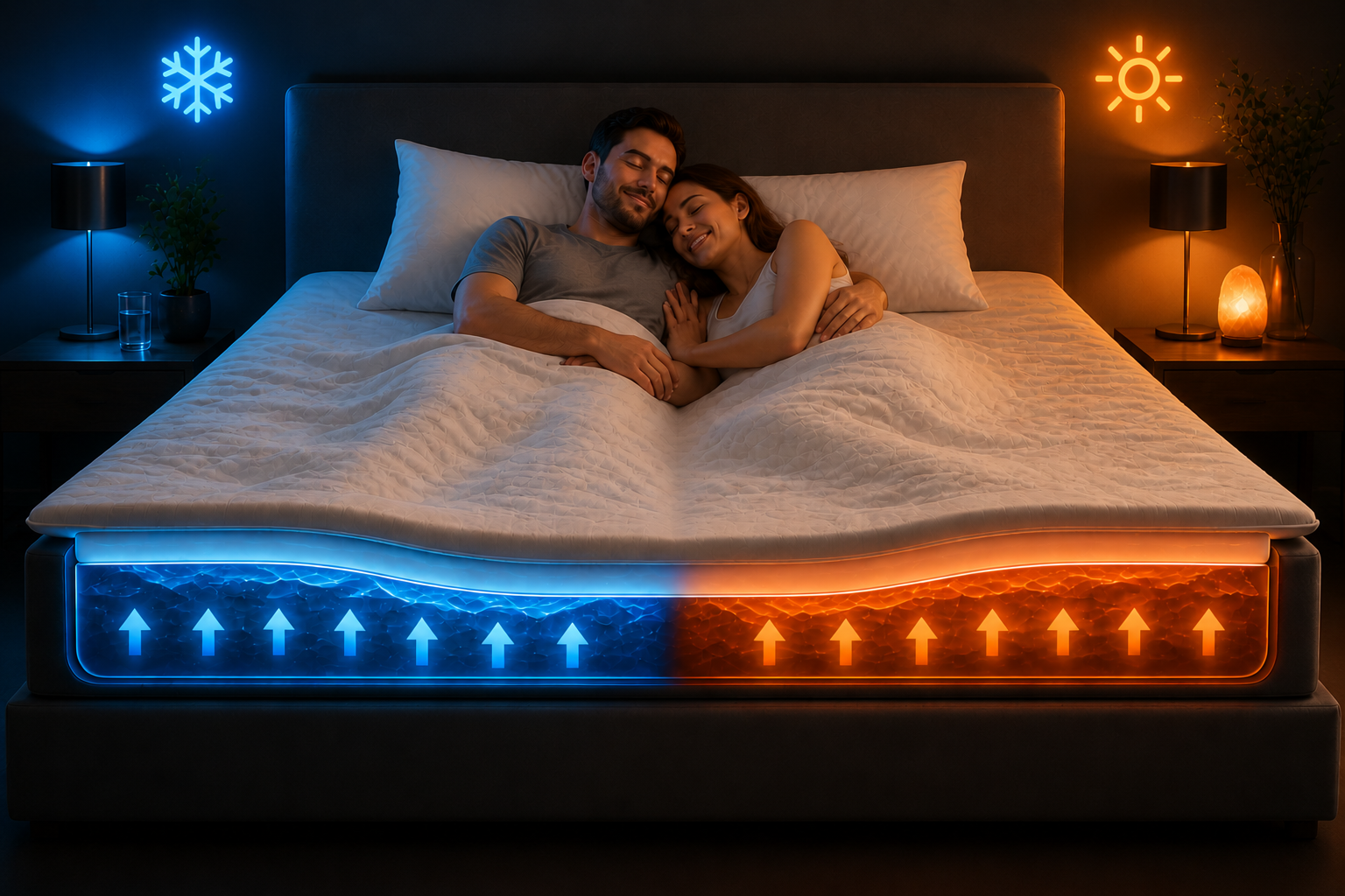 Doppio comfort indipendente: due lati del materasso AKVA con temperature personalizzate
